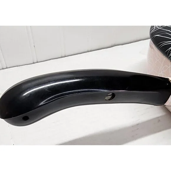 1950's Vintage Serendipity Spaghetti String Pink & Black Abstract Enamel Skillet - Picture 7 of 16